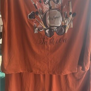 Orange Fashion Graphic pajama set